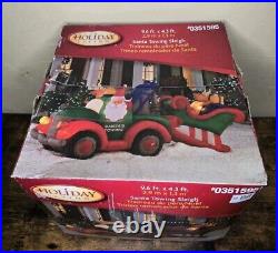 Rare Gemmy Santa Towing Sleigh Christmas Inflatable Tow Truck 9.6 x 4.3 Ft