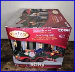 Rare Gemmy Santa Towing Sleigh Christmas Inflatable Tow Truck 9.6 x 4.3 Ft