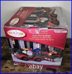 Rare Gemmy Santa Towing Sleigh Christmas Inflatable Tow Truck 9.6 x 4.3 Ft