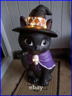Rare Halloween 32 LED Black Cat Witch Skull Blow Mold Dak Decor Free Shipping