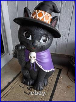 Rare Halloween 32 LED Black Cat Witch Skull Blow Mold Dak Decor Free Shipping