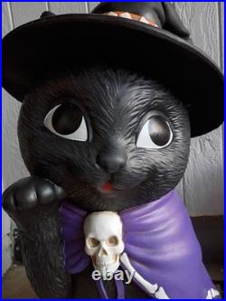 Rare Halloween 32 LED Black Cat Witch Skull Blow Mold Dak Decor Free Shipping