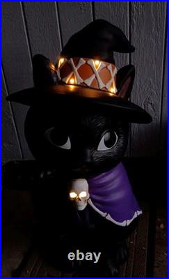 Rare Halloween 32 LED Black Cat Witch Skull Blow Mold Dak Decor Free Shipping