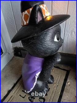 Rare Halloween 32 LED Black Cat Witch Skull Blow Mold Dak Decor Free Shipping