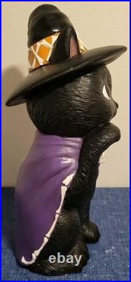 Rare. Halloween. 32 LED Black Cat Witch Skull Blow Mold. In/Out. Exc