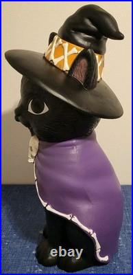 Rare. Halloween. 32 LED Black Cat Witch Skull Blow Mold. In/Out. Exc