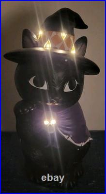 Rare. Halloween. 32 LED Black Cat Witch Skull Blow Mold. In/Out. Exc