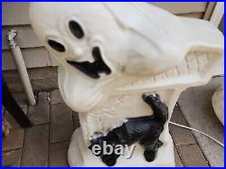 Rare Halloween Blow Mold Ghost Black Cat Tombstone Yard Decoration Drainage Ind