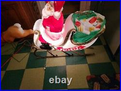 Rare Large Empire Blow Mold Santa Claus Sleigh Reindeer Vtg 36x38 Light Up MCM