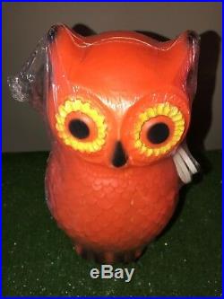 Rare NEW Vintage Union Halloween 14 Orange Lighted Blow Mold Owl Decor Sealed