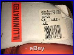 Rare NEW Vintage Union Halloween 14 Orange Lighted Blow Mold Owl Decor Sealed