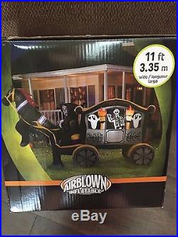 Rare New Gemmy 11' Wide Halloween Reaper On Horse & Carriage Airblown/Inflatable