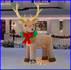 Rare New Giant 10.5 Ft Tall Christmas Led Fuzzy Reindeer Inflatable By Gemmy