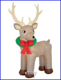Rare New Giant 10.5 Ft Tall Christmas Led Fuzzy Reindeer Inflatable By Gemmy