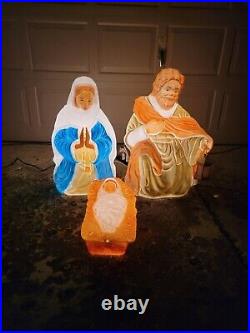 Rare Santas Best Blow Mold Nativity Set 3 Mary Joseph Baby Vintage Christmas