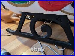 Rare TPI Santa Sleigh Sled Blow Mold 2 Reindeer Christmas Decor Vintage Large