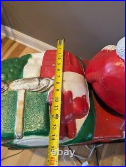 Rare TPI Santa Sleigh Sled Blow Mold 2 Reindeer Christmas Decor Vintage Large