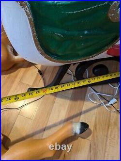 Rare TPI Santa Sleigh Sled Blow Mold 2 Reindeer Christmas Decor Vintage Large