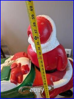 Rare TPI Santa Sleigh Sled Blow Mold 2 Reindeer Christmas Decor Vintage Large