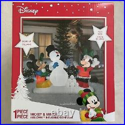 Rare Unused 7.5ft Inflatable Disney Mickey & Minnie Mouse Snowball Christmas