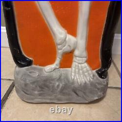 Rare VTG Don Featherstone Blow Mold Halloween Skeleton with Top Hat Has WEAR READ