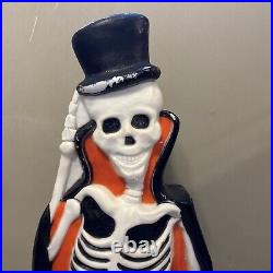 Rare VTG Don Featherstone Blow Mold Halloween Skeleton with Top Hat Has WEAR READ