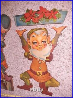 Rare Vintage 1950's U-Bild Christmas Elf Elves Wood Wooden Built! Antique