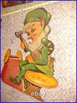 Rare Vintage 1950's U-Bild Christmas Elf Elves Wood Wooden Built! Antique