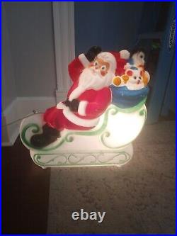 Rare Vintage 1977 Santa Sleigh Blow Mold Grand Venture Carolina Enterprises