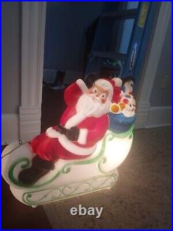 Rare Vintage 1977 Santa Sleigh Blow Mold Grand Venture Carolina Enterprises