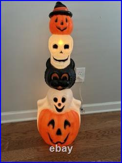 Rare Vintage 1995 Empire Blow Mold Halloween Totem Stack Pumpkin Cat Ghost Skull