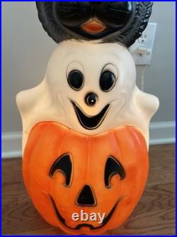 Rare Vintage 1995 Empire Blow Mold Halloween Totem Stack Pumpkin Cat Ghost Skull