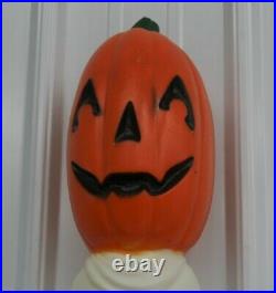 Rare Vintage Drainage Stick Pumpkin Ghost Blow Mold Halloween Boo Light Up