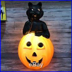 Rare Vintage Halloween Blow Mold Black Cat On Pumpkin 1993 Carolina Enterprises
