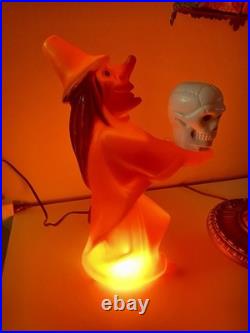 Rare Vintage Halloween Witch Blow Mold With Skull Skeleton Tico Toys