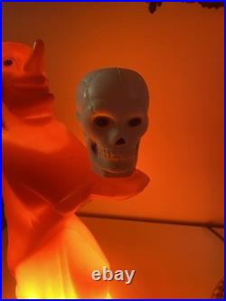 Rare Vintage Halloween Witch Blow Mold With Skull Skeleton Tico Toys