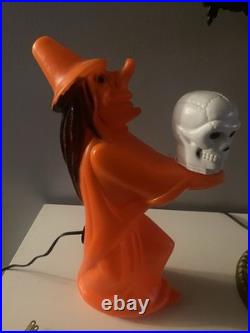 Rare Vintage Halloween Witch Blow Mold With Skull Skeleton Tico Toys