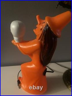 Rare Vintage Halloween Witch Blow Mold With Skull Skeleton Tico Toys