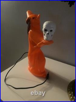 Rare Vintage Halloween Witch Blow Mold With Skull Skeleton Tico Toys