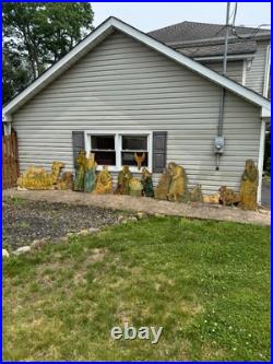 Rare! Vintage Large Wood Nativity Set Outdoor 14pc plywood Yard Decor / Yard Art