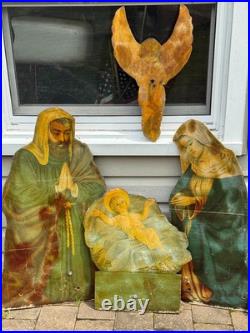 Rare! Vintage Large Wood Nativity Set Outdoor 14pc plywood Yard Decor / Yard Art
