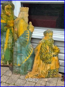 Rare! Vintage Large Wood Nativity Set Outdoor 14pc plywood Yard Decor / Yard Art