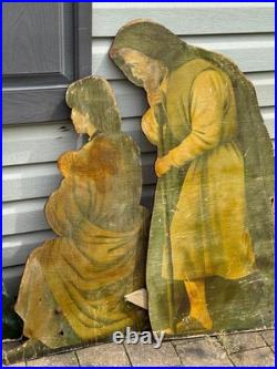 Rare! Vintage Large Wood Nativity Set Outdoor 14pc plywood Yard Decor / Yard Art