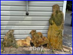 Rare! Vintage Large Wood Nativity Set Outdoor 14pc plywood Yard Decor / Yard Art