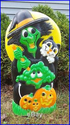 Rare Witch & Skeleton Blow Mold Two Sided Sun Hill Halloween Blowmold