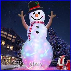 Rotating Lights 14Ft Giant Christmas Inflatable Snowman with Hat&Scarf Christmas