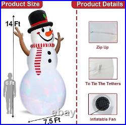 Rotating Lights 14Ft Giant Christmas Inflatable Snowman with Hat&Scarf Christmas