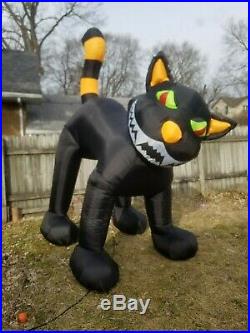 SEE VIDEO Airblown Inflatable 9' Black Cat Animated Head Moves Halloween Blow Up