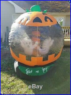 SEE VIDEO Airblown Inflatable Pumpkin Carousel Merry Go Round Rotating Halloween