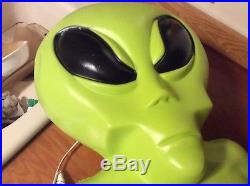 SUPER RARE 36 Green Space Alien Plastic Blow Mold Light Up Yard Halloween Decor